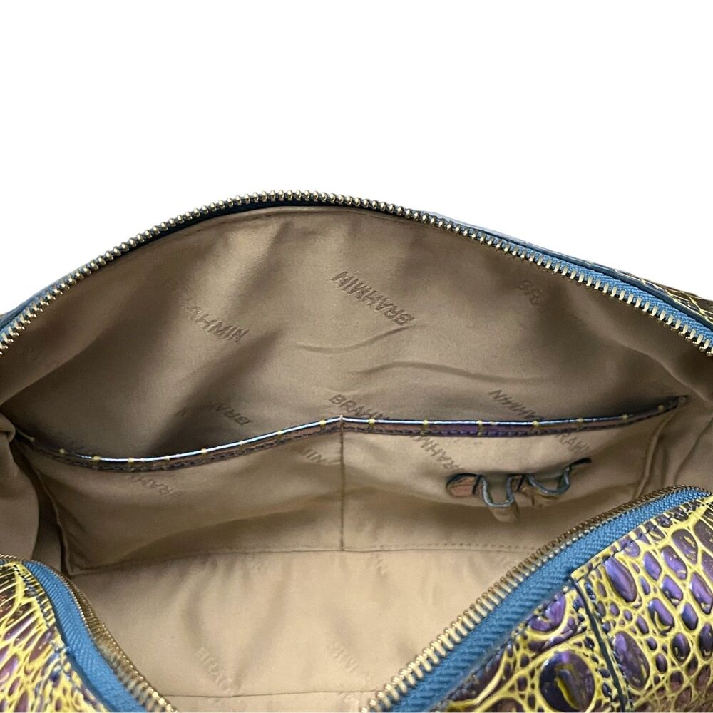 Brahmin Stacy Illuminate Melbourne Satchel Iridescent Purple Blue Leather Bag - Picture 12 of 15